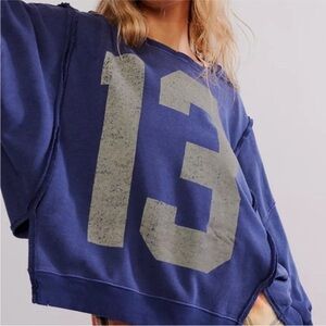 Free People Oversized Camden Graphic Sweatshirt - Blue